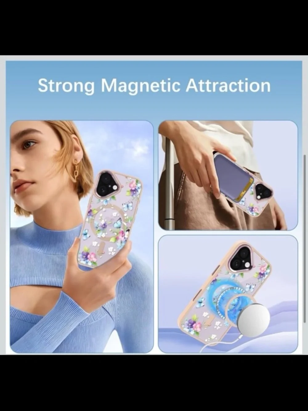 Floral Butterfly Protective Phone Case for iPhone 17 6.3” case anti-scratch